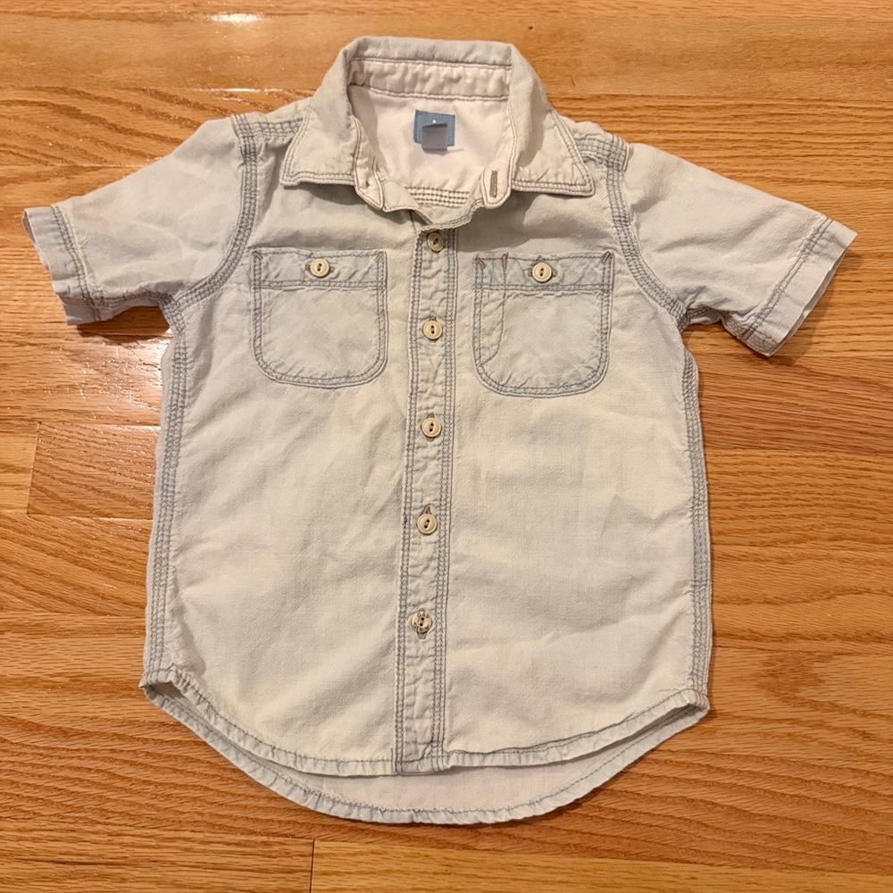 GAP Baby Light Denim Button Up Short Sleeve Top